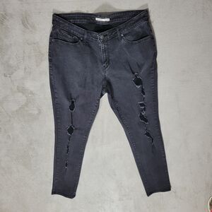 Levi's 711 Skinny Distress Jeans Sz 20W Black Charcoal